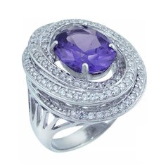 Balex Кольцо 1405935808 из серебра 925 пробы с александритом синтетическим и фианитом, размер 18