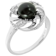 Balex Кольцо 1454930069 из серебра 925 пробы с жемчугом культивированным и фианитом, размер 18.5