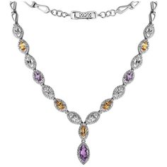 Balex Колье 9405836628 из серебра 925 пробы с аметистом природным, аметистом зеленым, цитрином природным и фианитом, 50 см, 29.45 г