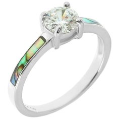 Balex Кольцо 1424920267 из серебра 925 пробы с фианитом и перламутром, размер 17