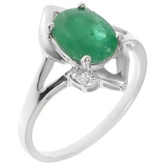 Balex Кольцо 1454930005 из серебра 925 пробы с изумрудом бериллом и фианитом, размер 18
