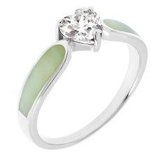 Balex Кольцо 1424920270 из серебра 925 пробы с фианитом и перламутром, размер 17