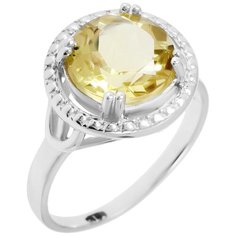 Balex Кольцо 1405936180 из серебра 925 пробы с кварцем Лимонным, размер 16.5