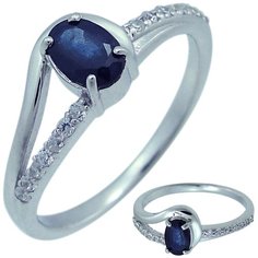 Balex Кольцо 1405937596 из серебра 925 пробы с сапфиром корундом природным и фианитом, размер 17.5