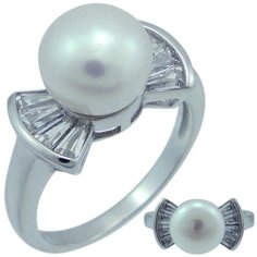 Balex Кольцо 1405937496 из серебра 925 пробы с жемчугом культивированным и фианитом, размер 18