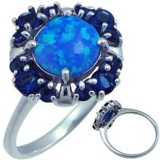 Balex Кольцо 1405937625 из серебра 925 пробы с опалом и сапфиром синтетическим, размер 19