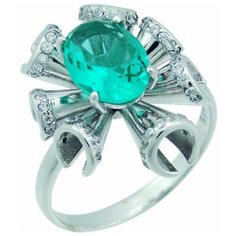 Balex Кольцо 1405937289 из серебра 925 пробы с аквамарином синтетическим и фианитом, размер 18