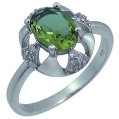 Balex Кольцо 1405937578 из серебра 925 пробы с султанитом синтетическим и фианитом, размер 19