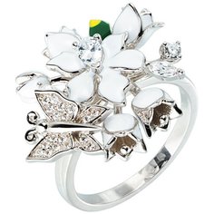 Balex Кольцо 1445900001 из серебра 925 пробы с эмалью и фианитом, размер 19