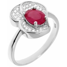 Balex Кольцо 1405936948 из серебра 925 пробы с рубином корундом и фианитом, размер 17.5
