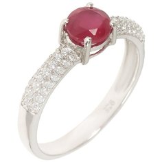 Balex Кольцо 1410931363 из серебра 925 пробы с рубином корундом и фианитом, размер 16.5