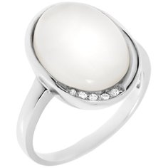 Balex Кольцо 1421930176 из серебра 925 пробы с кошачьим глазом синтетическим и фианитом, размер 16