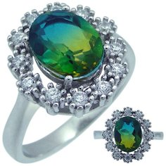 Balex Кольцо 1405937546 из серебра 925 пробы с кварцем и фианитом, размер 18