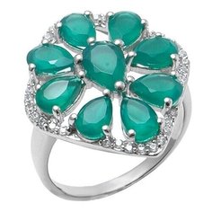 Balex Кольцо 1410931572 из серебра 925 пробы с хризопразом природным и фианитом, размер 19