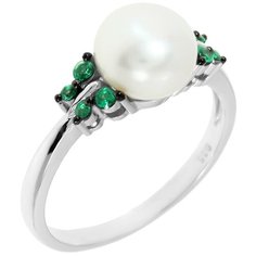 Balex Кольцо 1433930257 из серебра 925 пробы с жемчугом культивированным и фианитом, размер 17