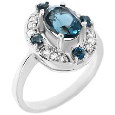 Balex Кольцо 1405935143 из серебра 925 пробы с топазом Лондон и фианитом, размер 18.5