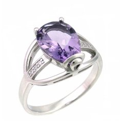 Balex Кольцо 1405937073 из серебра 925 пробы с аметистом природным и фианитом, размер 17.5