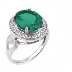 Balex Кольцо 1405937202 из серебра 925 пробы с аквамарином синтетическим и фианитом, размер 17