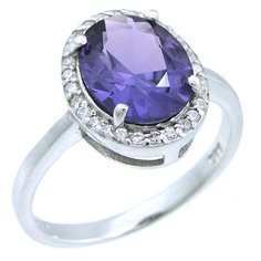 Balex Кольцо 1405937033 из серебра 925 пробы с александритом синтетическим и фианитом, размер 18.5