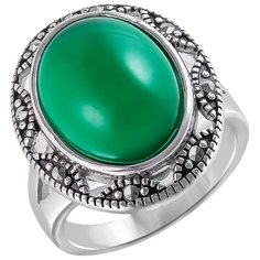 Balex Кольцо 1405937828 из серебра 925 пробы с хризопразом природным и марказитом, размер 18