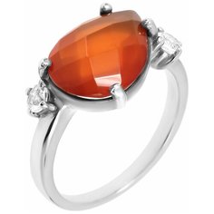 Balex Кольцо 1429930054 из серебра 925 пробы с сердоликом природным и топазом, размер 18