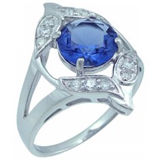 Balex Кольцо 1405937364 из серебра 925 пробы с танзанитом синтетическим и фианитом, размер 20