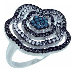 Balex Кольцо 1405937376 из серебра 925 пробы с бирюзой реконструированной и фианитом, размер 18