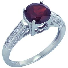 Balex Кольцо 1405937571 из серебра 925 пробы с гранатом природным и фианитом, размер 17