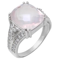 Balex Кольцо 1410931641 из серебра 925 пробы с розовым кварцем природным и фианитом, размер 19.5