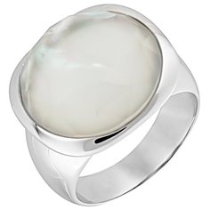 Balex Кольцо 1436930226 из серебра 925 пробы с перламутром и горным хрусталем, размер 16.5