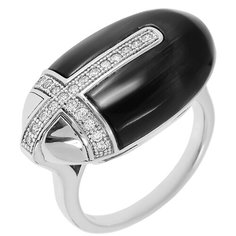 Balex Кольцо 1425930019 из серебра 925 пробы с кошачьим глазом синтетическим и фианитом, размер 17