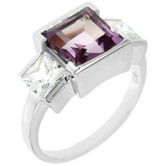 Balex Кольцо 1410931438 из серебра 925 пробы с александритом синтетическим и фианитом, размер 17