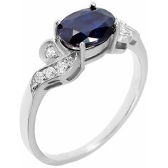 Balex Кольцо 1405934882 из серебра 925 пробы с сапфиром корундом природным и фианитом, размер 16