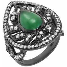 Balex Кольцо 1430930035 из серебра 925 пробы с жадеитом и фианитом, размер 18.5
