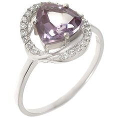 Balex Кольцо 1410931336 из серебра 925 пробы с александритом синтетическим и фианитом, размер 17