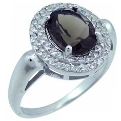 Balex Кольцо 1405937357 из серебра 925 пробы с раухтопазом природным и фианитом, размер 19