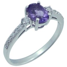 Balex Кольцо 1405937672 из серебра 925 пробы с аметистом природным и фианитом, размер 19