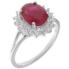 Balex Кольцо 1454930032 из серебра 925 пробы с рубином корундом и фианитом, размер 17