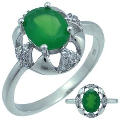 Balex Кольцо 1405937579 из серебра 925 пробы с агатом природным и фианитом, размер 18