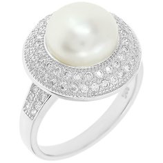 Balex Кольцо 1433930021 из серебра 925 пробы с жемчугом культивированным и фианитом, размер 19