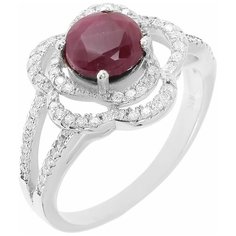 Balex Кольцо 1405937360 из серебра 925 пробы с рубином корундом и фианитом, размер 18