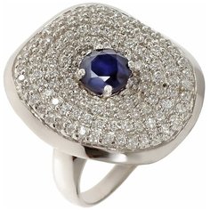 Balex Кольцо 1454930039 из серебра 925 пробы с сапфиром корундом природным и фианитом, размер 17.5