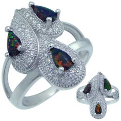 Balex Кольцо 1405937429 из серебра 925 пробы с опалом и фианитом, размер 18