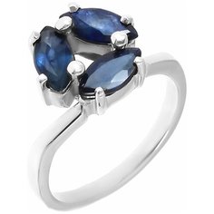 Balex Кольцо 1405935189 из серебра 925 пробы с сапфиром корундом природным, размер 18.5