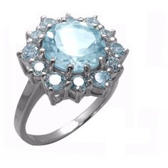 Balex Кольцо 1405937184 из серебра 925 пробы с топазом голубым природным, размер 17.5