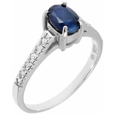 Balex Кольцо 1405933762 из серебра 925 пробы с сапфиром корундом природным и фианитом, размер 16