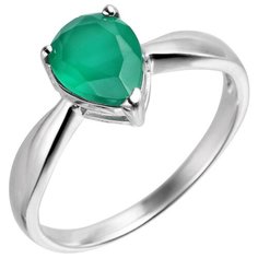 Balex Кольцо 1457930059 из серебра 925 пробы с агатом зелёным природным, размер 17