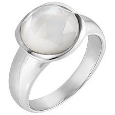 Balex Кольцо 1436930222 из серебра 925 пробы с перламутром и горным хрусталем, размер 17.5