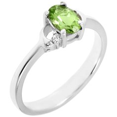 Balex Кольцо 1405933668 из серебра 925 пробы с хризолитом природным и фианитом, размер 17.5