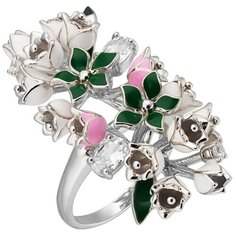 Balex Кольцо 1445900002 из серебра 925 пробы с эмалью и фианитом, размер 17